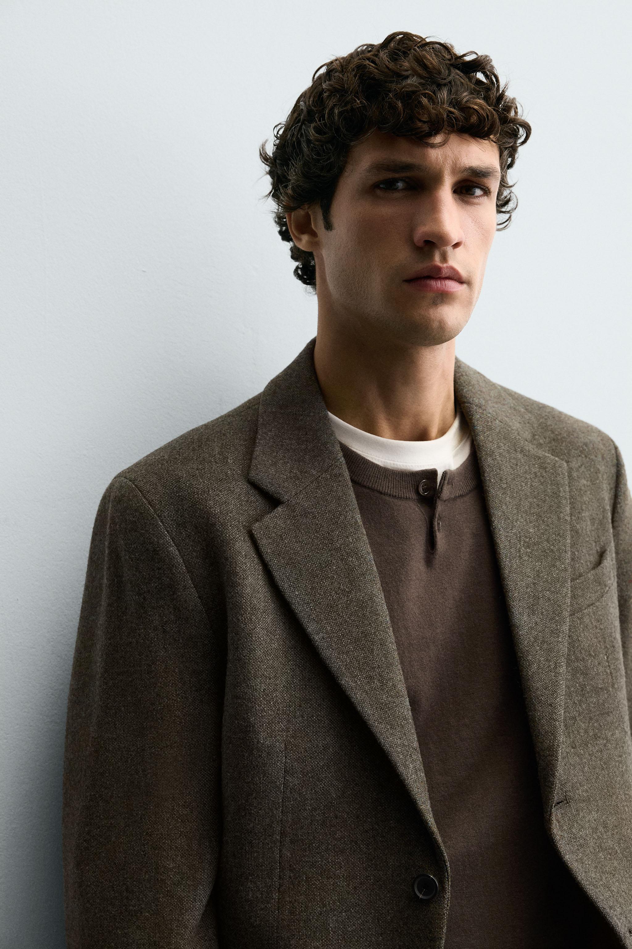 100% WOOL TEXTURED BLAZER